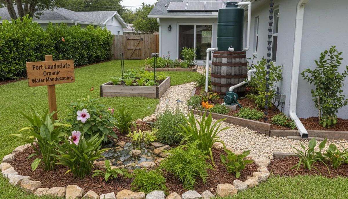 Sustainable rain garden and water management landscaping in Fort Lauderdale FL by Chop Chop Landscaping