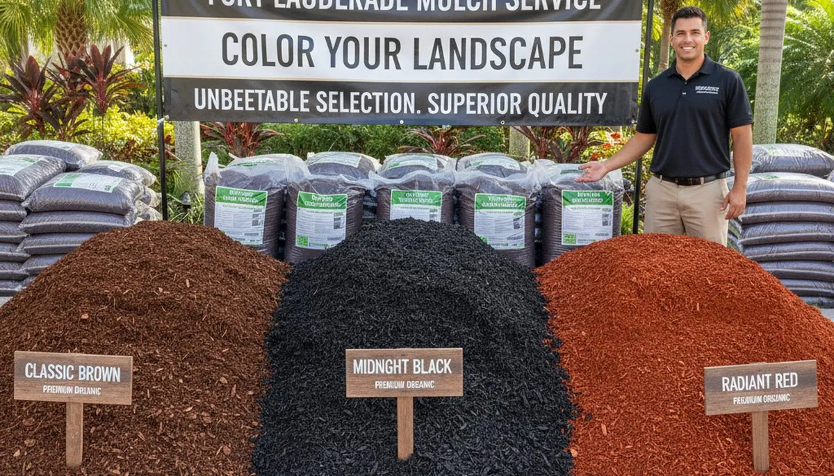 Brown, black, and red mulch options for Fort Lauderdale landscaping by Chop Chop Landscaping