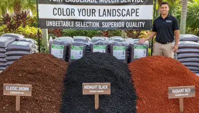 Brown, black, and red mulch options for Fort Lauderdale landscaping by Chop Chop Landscaping